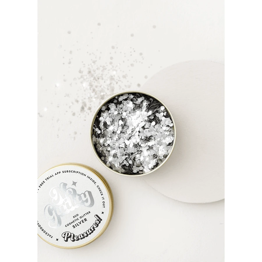 Міністерство Доброго Мила Facegroovin' Eco Glitter, біо-блискітки для декору тіла та обличчя, сріблясті, 10 г: ціни та характеристики