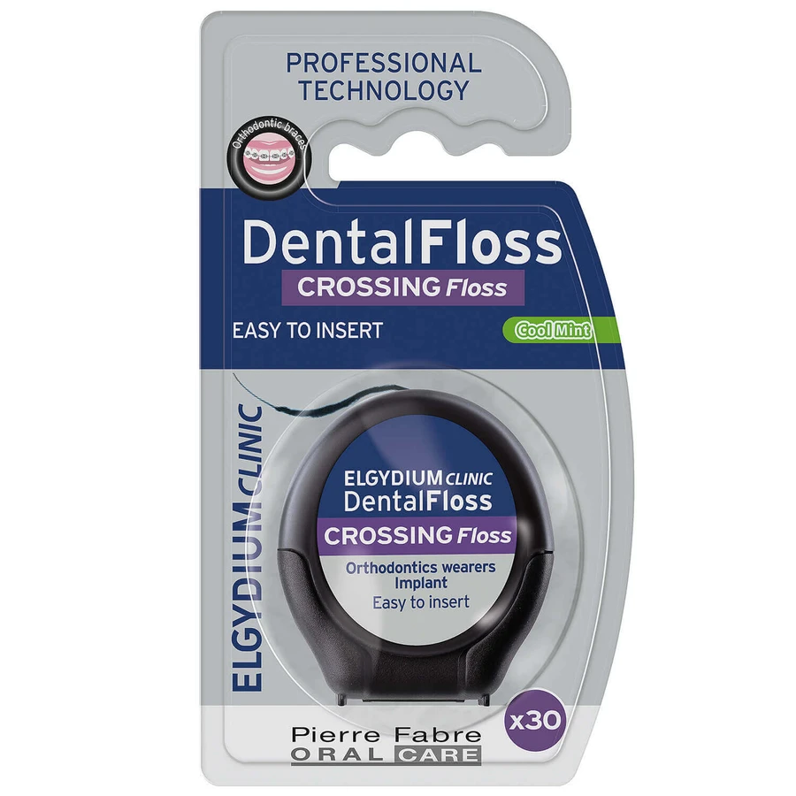 Elgydium Clinic DentalFloss Crossing, зубна нить для брекетів та імплантатів: ціни та характеристики