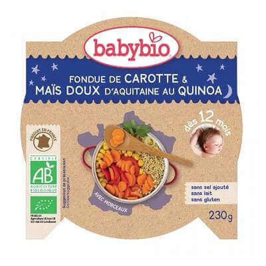 Органічне пюре з моркви, кукурудзи та лободи, +12 місяців, 230г, BabyBio: ціни та характеристики