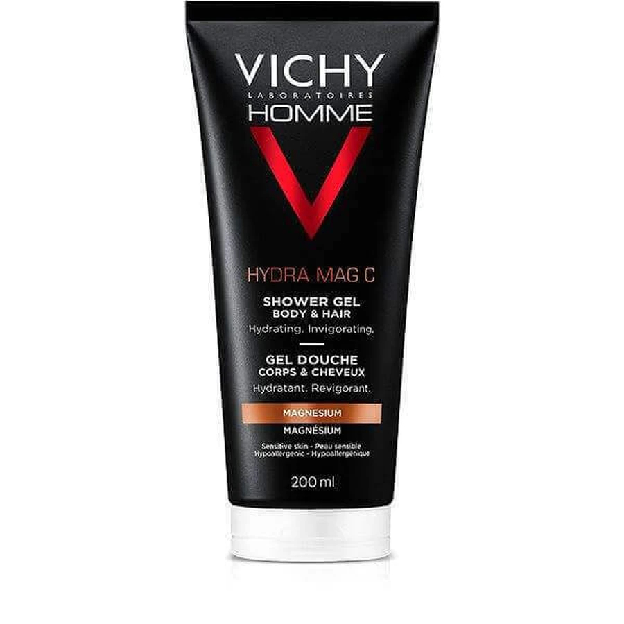 VICHY Homme MAG C Зволожуючий підбадьорливий гель для душу для тіла та волосся 200 мл 1×200 мл, гель для душу: ціни та характеристики