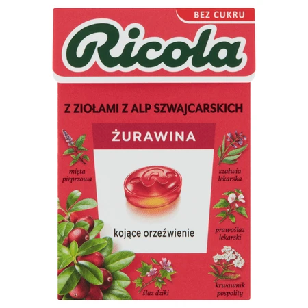 Ricola клюква, швейцарские травяные конфеты, клюква, без сахара, 27,5 г: цены и характеристики