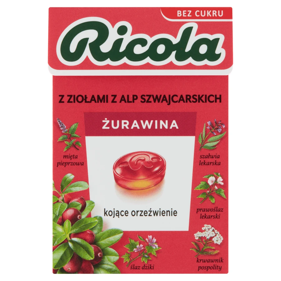 Ricola клюква, швейцарские травяные конфеты, клюква, без сахара, 27,5 г: цены и характеристики