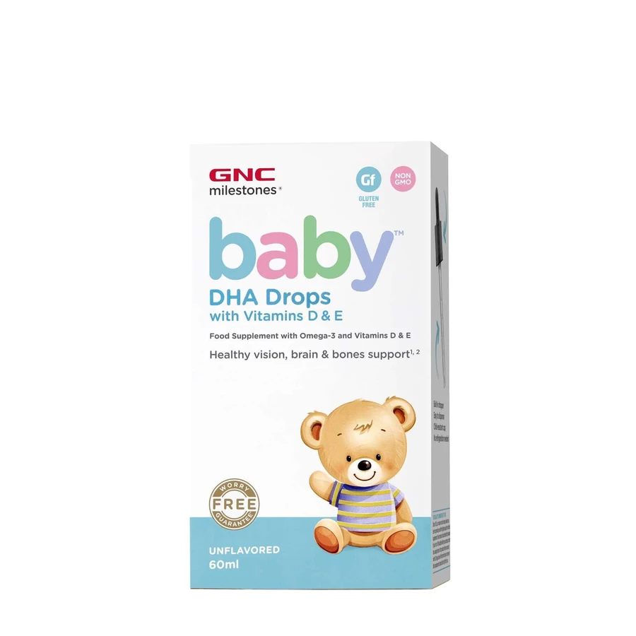 GNC Milestones® Baby DHA Drops with Vitamins D & E, капли с ДГК + витамином D и Е для младенцев, 60 мл: цены и характеристики