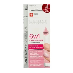 Eveline, 6w1 Care amp; Colour Shimmer Pink, кондиционер для ногтей, 5 мл