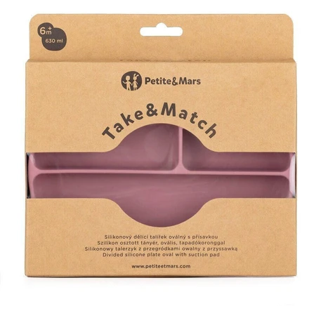 Petite&Mars Силиконовая разделительная овальная тарелка Take&Match Пыльная роза 6м+: цены и характеристики