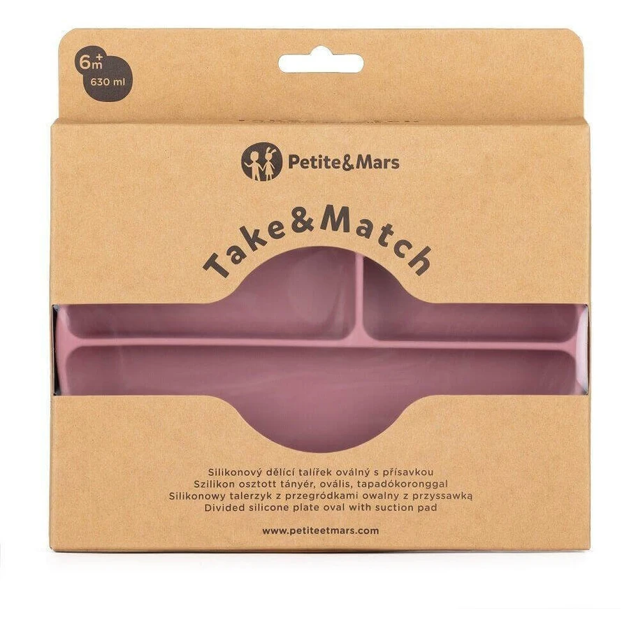 Petite&Mars Силиконовая разделительная овальная тарелка Take&Match Пыльная роза 6м+: цены и характеристики