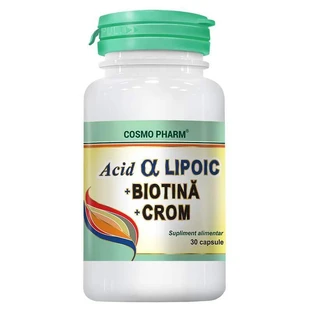 Альфа-липоевая кислота с биотином и хромом Cosmopharm Acid Alfa Lipoic Biotina si Crom, 30 капсул