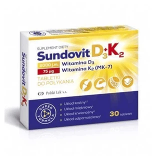 Сундовіт D3 + K2 Polski Lek Sundovit D3+K2, 30 таблеток