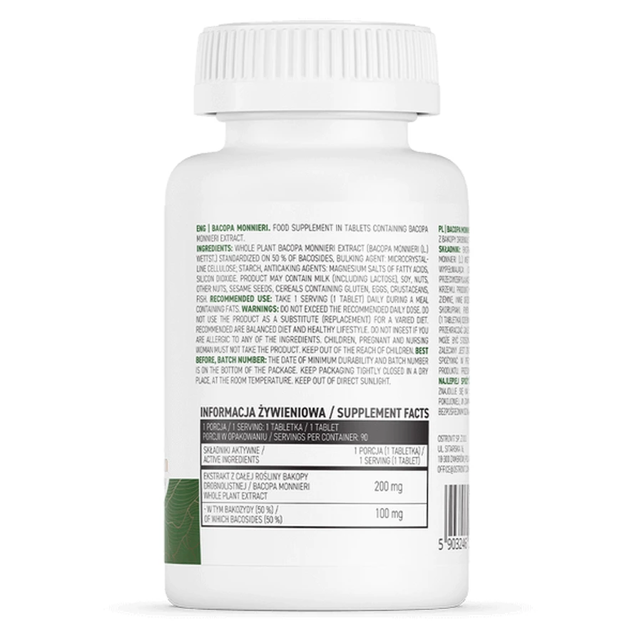 OstroVit Bacopa monnieri, Bacopa minor, 90 таблеток: цены и характеристики