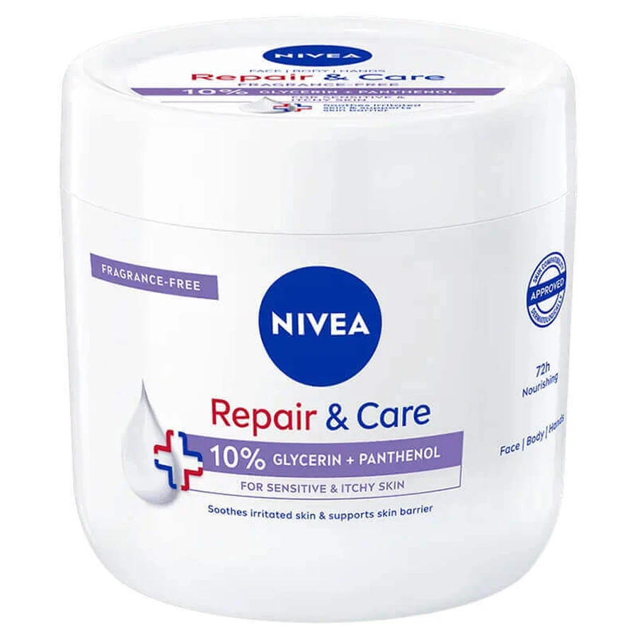 Nivea Repair & Care Sensitive Багатофункціональний зволожуючий і захисний крем з пантенолом, без віддушок, для чутливої шкіри, 400 мл: ціни та характеристики