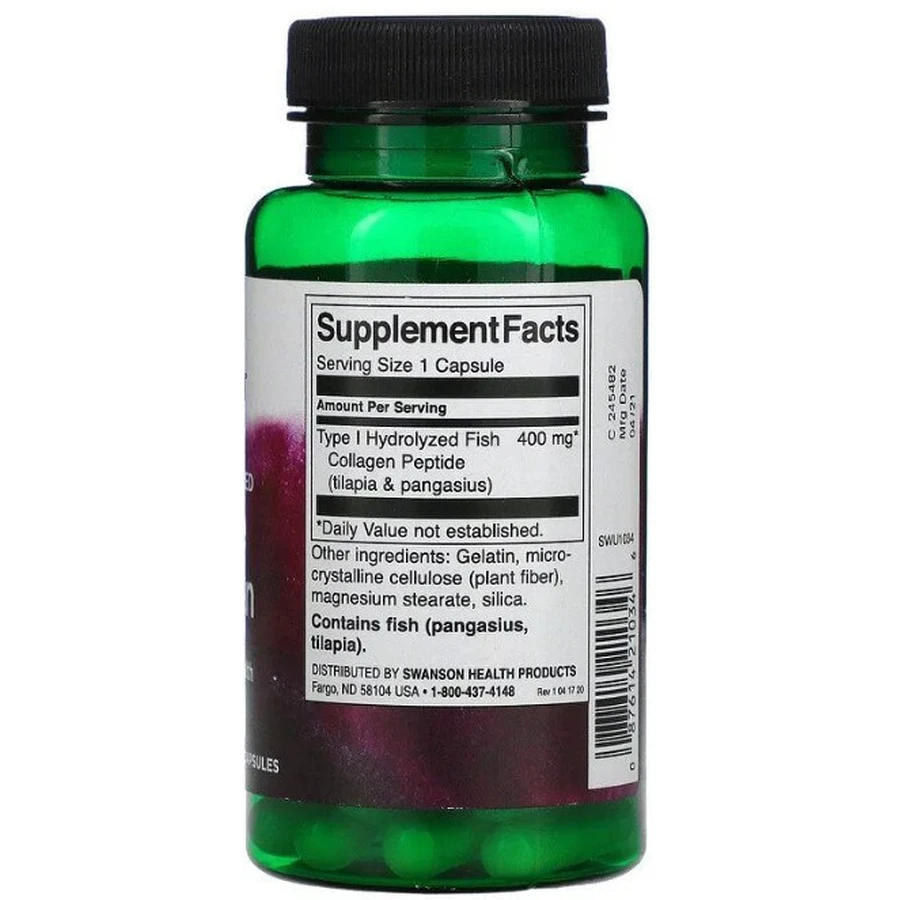 Колагенові пептиди Swanson Collagen Peptides, гідролізовані, морські, тип I, 60 капсул: ціни та характеристики