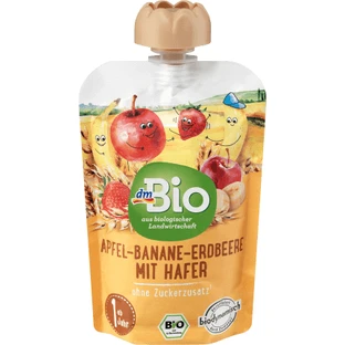 DmBio Яблучне пюре з бананами, курагою та вівсом 12+, 100 г
