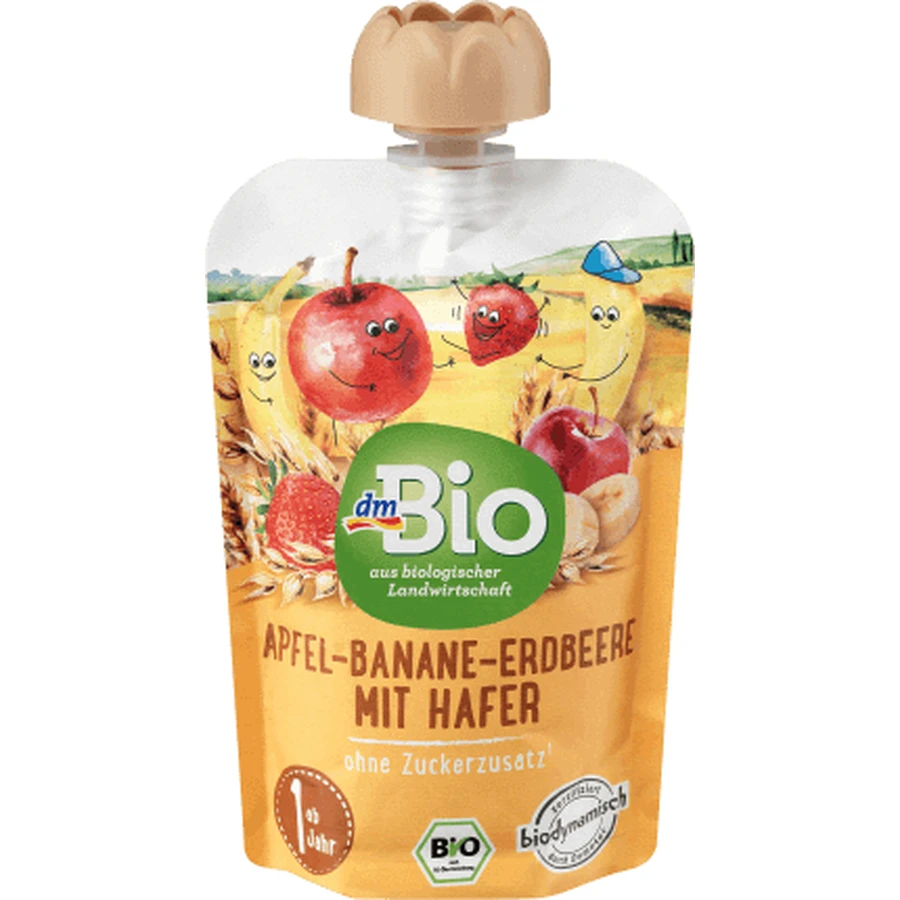 DmBio Яблучне пюре з бананами, курагою та вівсом 12+, 100 г: ціни та характеристики