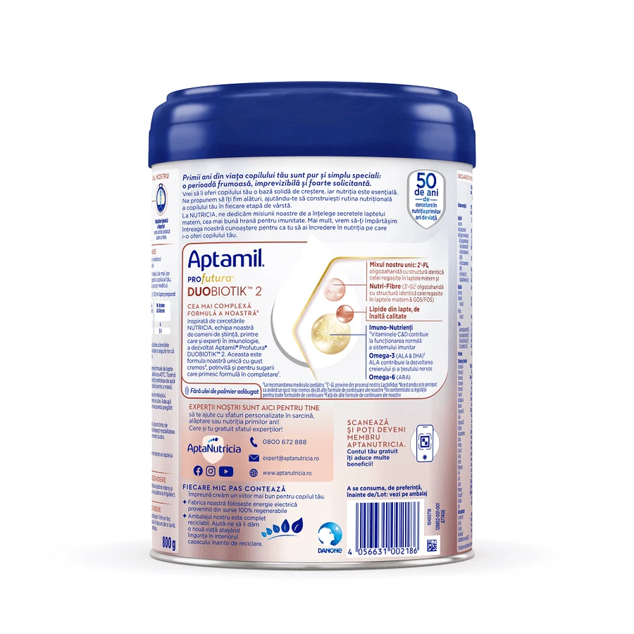 Суха молочна суміш Aptamil ProFutura 2 Duo Biotik, для дітей з 6 до 12 місяців, 800 г: ціни та характеристики