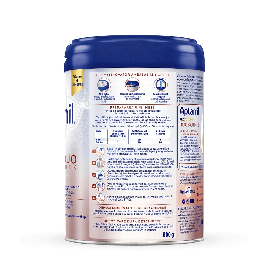 Суха молочна суміш Aptamil ProFutura 2 Duo Biotik, для дітей з 6 до 12 місяців, 800 г: ціни та характеристики