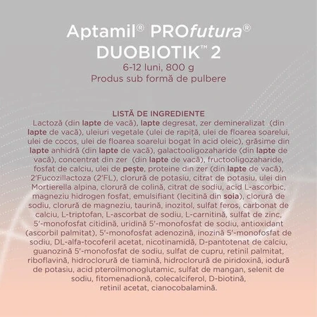 Суха молочна суміш Aptamil ProFutura 2 Duo Biotik, для дітей з 6 до 12 місяців, 800 г: ціни та характеристики