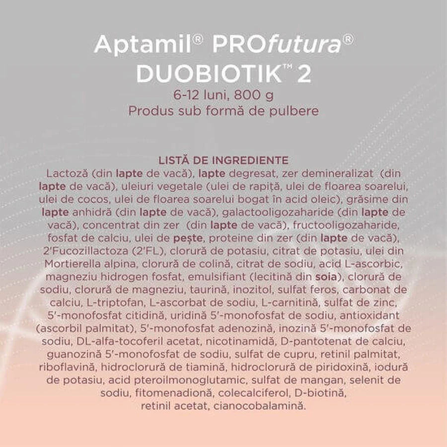 Суха молочна суміш Aptamil ProFutura 2 Duo Biotik, для дітей з 6 до 12 місяців, 800 г: ціни та характеристики