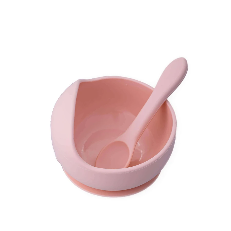Миска з присоскою та силіконовою ложкою, Pink Pal, Oaki: ціни та характеристики