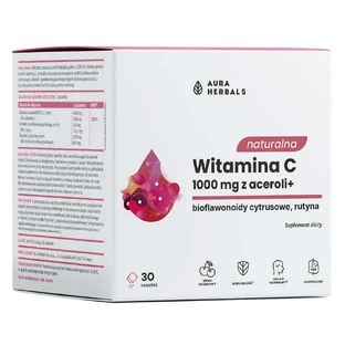 Aura Herbals Натуральний вітамін С 1000 мг з ацероли, 30 пакетиків