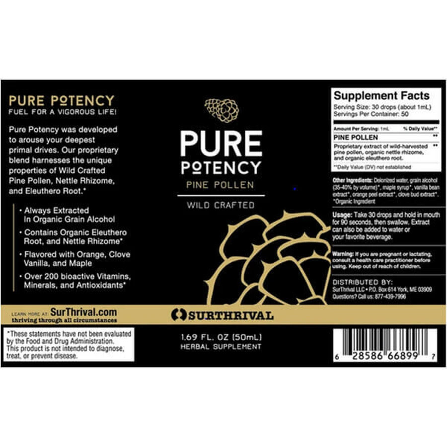 Pine Pollen Pure Potency, сосновая пыльца, 50 мл: цены и характеристики