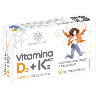 Витамин D3+K2 BioSunLine Vitamina D3+K2, 30 жевательных таблеток