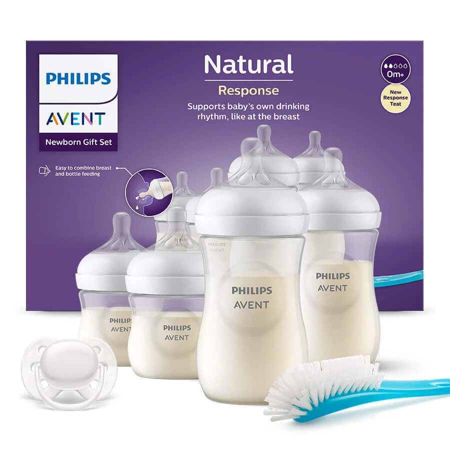 Avent Natural Response, набор из 4 реагирующих бутылочек + щеточка для чистки + ультрамягкая пустышка, SCD838/11: цены и характеристики