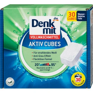 Denkmit White стиральный порошок твердые кубики активного порошка 30 splri, 30 шт