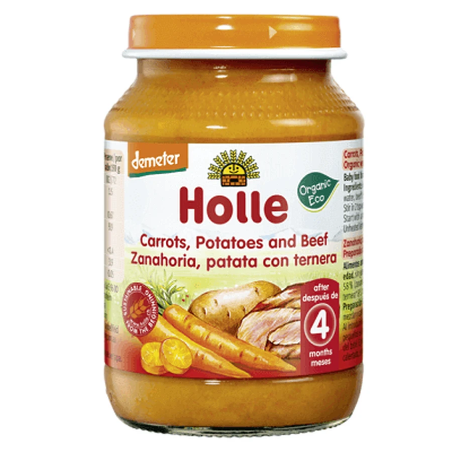 Эко-пюре Holle Baby Food с морковью, картофелем и говядиной, +4 месяца, 190 г: цены и характеристики