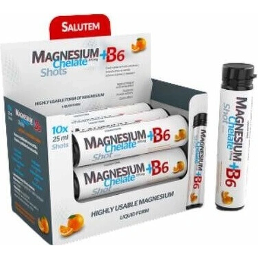 MAGNESIUM хелат + B6 оранжевый SALUTEM 1×10 шт, пищевая добавка: цены и характеристики