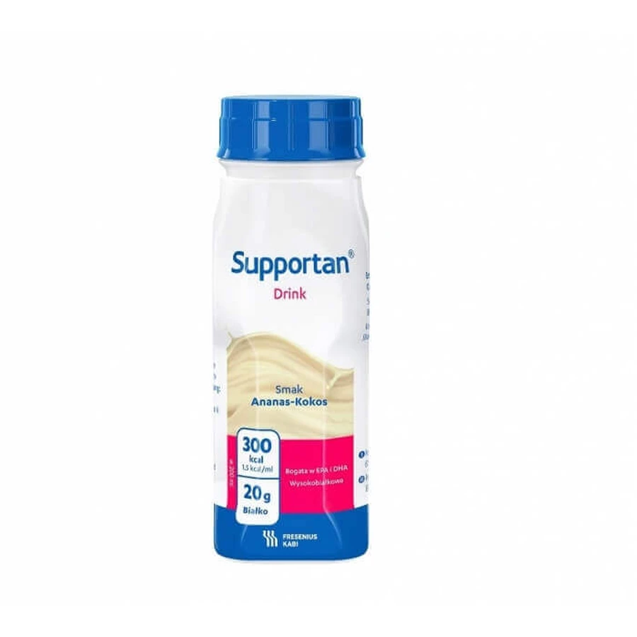 Специальный напиток Fresenius Kabi Supportan Drink со вкусом ананаса и кокоса, 4 шт. х 200 мл: цены и характеристики