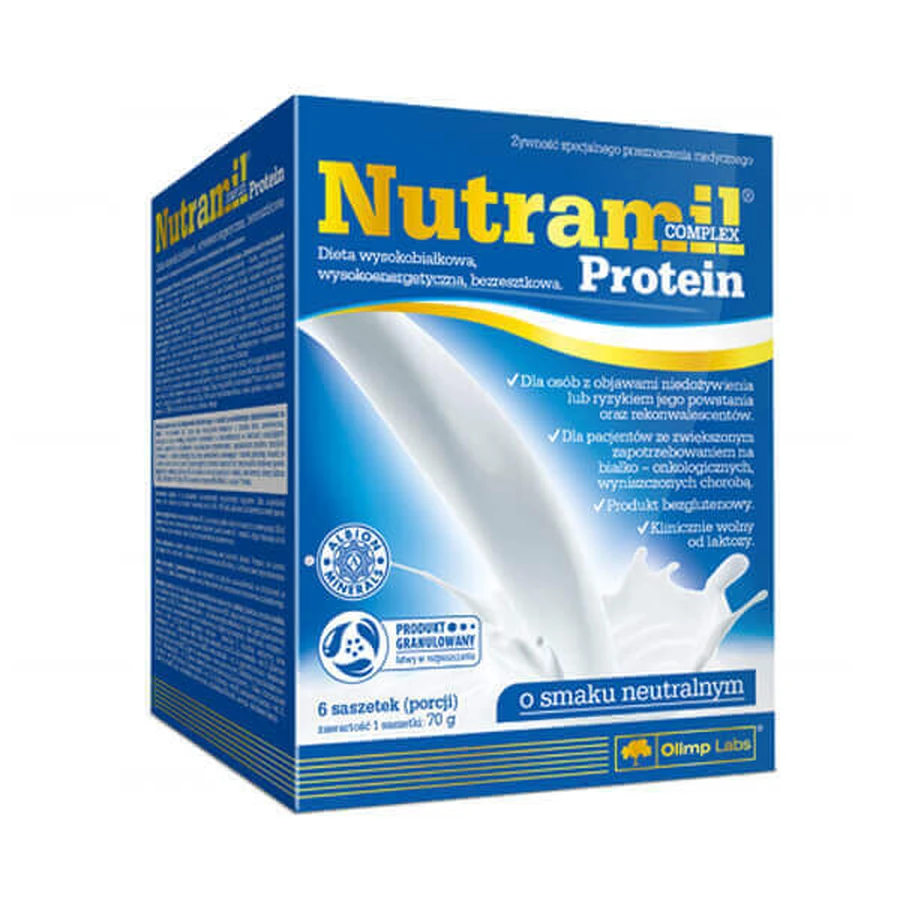 Комплексный протеин Olimp Labs Nutramil Complex Protein, нейтральный вкус, 72 г x 6 пакетиков: цены и характеристики