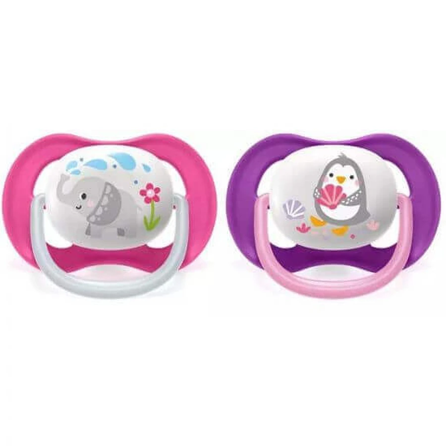 Пустушки Philips Philips Avent Ultra Air, 6-18 місяців, рожевий та фіолетовий SCF080/08, Philips: ціни та характеристики