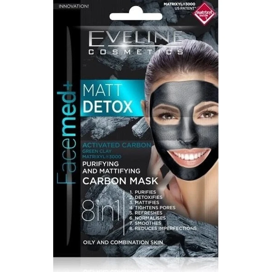 Eveline Facemed Matt Detox Face Mask 8in1 2×5 мл, маска для обличчя: ціни та характеристики