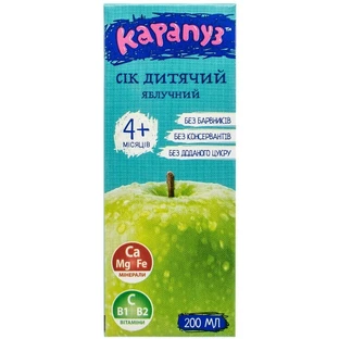 Сок фруктовый Карапуз Яблоко, осветленный, 200 г