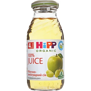 Сік яблучно-виноградний hipp 0,2 л, з 4 міс.