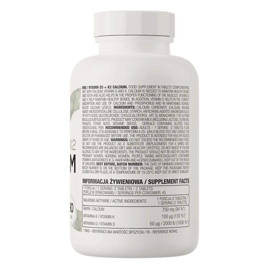 Витамин D3+К2 Кальций Ostrovit Vitamin D3+K2 Calcium, 90 таблеток: цены и характеристики