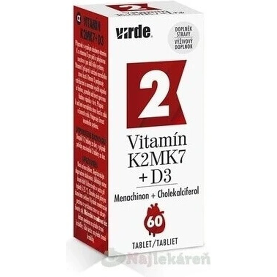 VIRDE VITAMIN K2 MK7 + D3 1×60 шт, дієтична добавка: ціни та характеристики