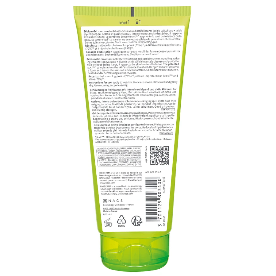 Гель-пінка Bioderma Sebium Active Foaming Gel, 200 мл: ціни та характеристики