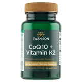 Swanson CoQ10 + Vitamin K2, коэнзим Q10 100 мг и витамин K 180 мкг, 60 эл. капсул