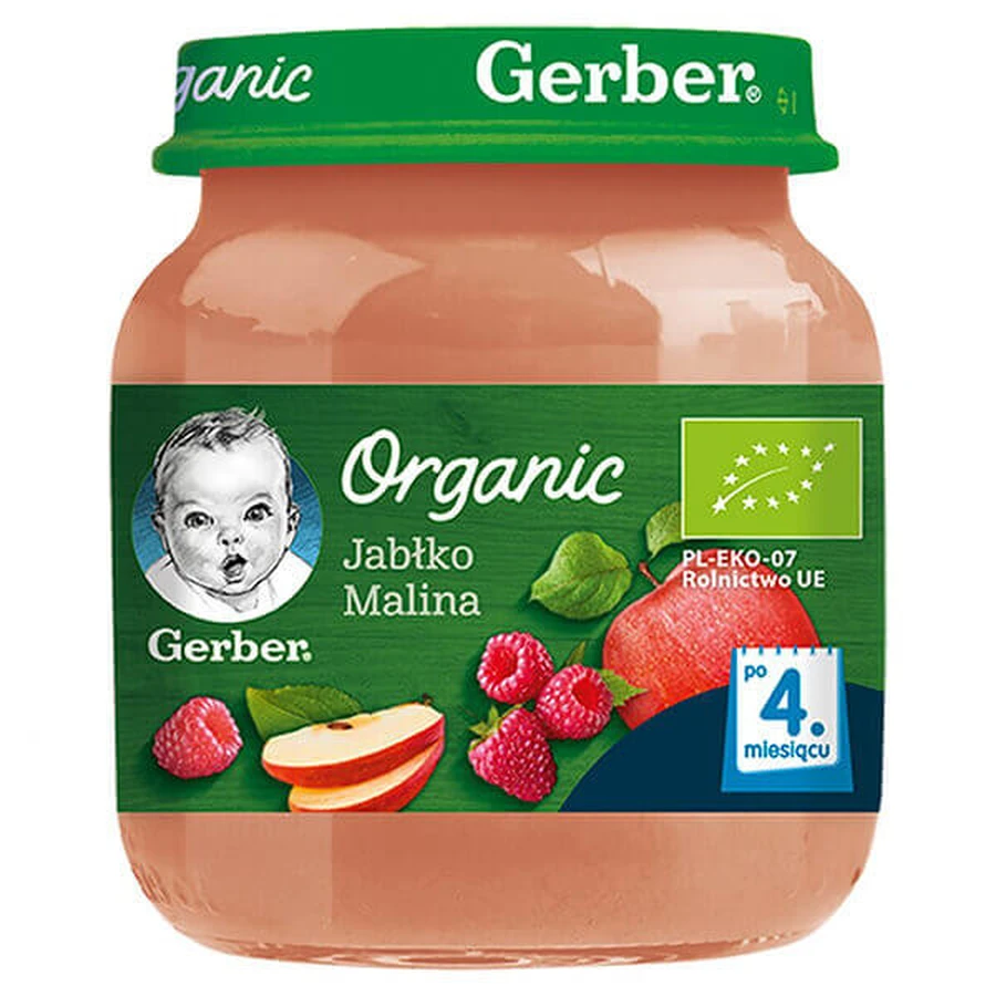 Десерт Gerber Organic Яблуко-малина, після 4 місяців, 125 г: ціни та характеристики