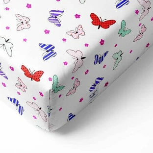 Простыня на резинке, 140x70x15 см, Бабочки, Tuxi Brands