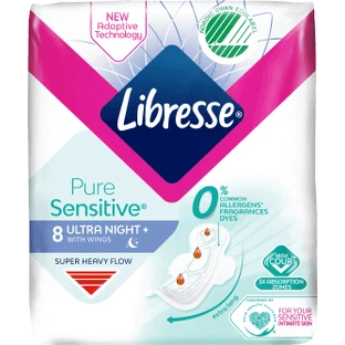 Libresse Pure Sensitive абсорбирующий ночной крем, 8 шт.