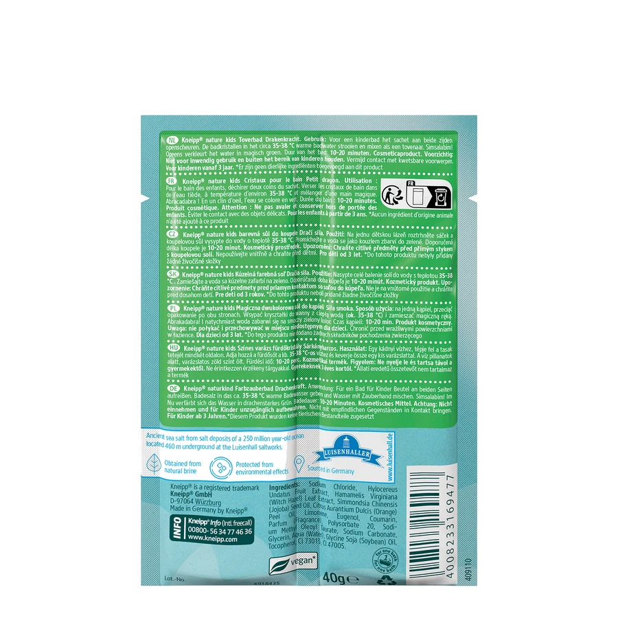 Kneipp Nature Kids Sia Dragon, чарівна двоколірна дитяча сіль для ванн, фрукти дракона, 2 х 20 г: ціни та характеристики