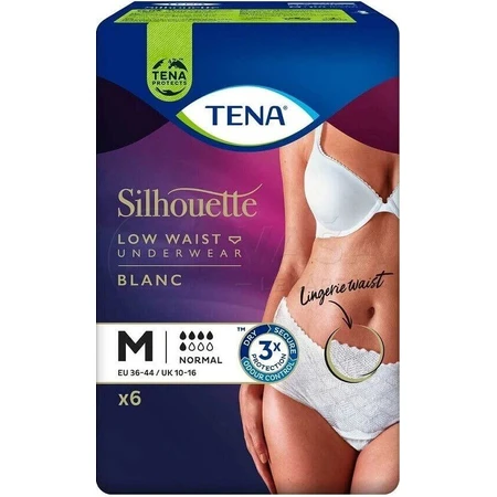 TENA Silhouette Normal Low Waist Blanc M 1×6 шт, белье от недержания для женщин: цены и характеристики