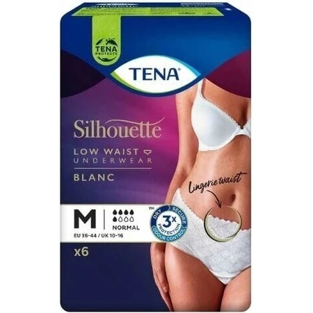 TENA Silhouette Normal Low Waist Blanc M 1×6 шт, белье от недержания для женщин: цены и характеристики