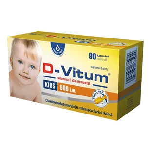 D-Vitum Kids 600 МЕ, витамин D для младенцев старше 6 месяцев и детей, 90 капсул с откручивающейся крышкой