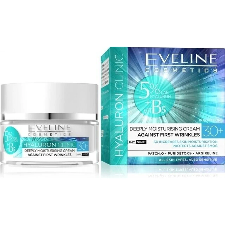 Eveline Hyaluron Clinic Дневной и ночной крем 30+ 1×50 мл, увлажняющий крем от первых морщин: цены и характеристики