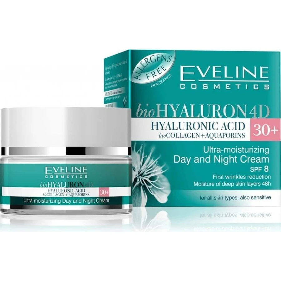 Eveline Hyaluron Clinic Дневной и ночной крем 30+ 1×50 мл, увлажняющий крем от первых морщин: цены и характеристики