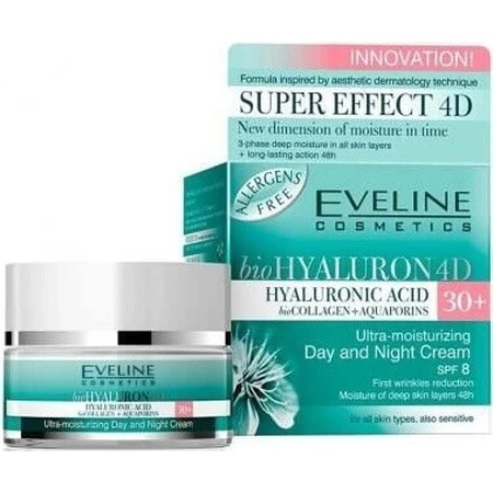 Eveline Hyaluron Clinic Дневной и ночной крем 30+ 1×50 мл, увлажняющий крем от первых морщин: цены и характеристики