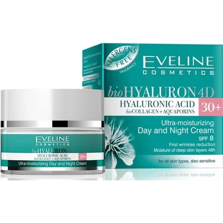 Eveline Hyaluron Clinic Дневной и ночной крем 30+ 1×50 мл, увлажняющий крем от первых морщин: цены и характеристики